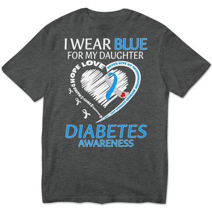Llevo puesto el azul por mi hija, camiseta con lazo en forma de corazón para concienciar sobre la diabetes tipo 1