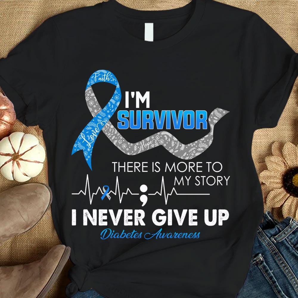 Soy un sobreviviente, camiseta de concienciación sobre la diabetes, lazo azul