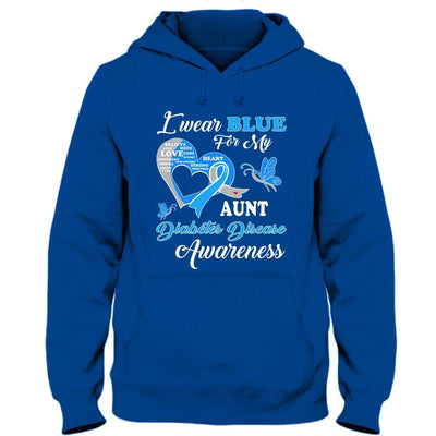 I Wear Blue For Aunt, Diabetes Awareness Shirt, Ribbon Butterfly