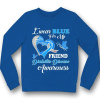I Wear Blue For Friend, Diabetes Awareness Shirt, Ribbon Butterfly