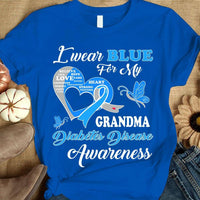 I Wear Blue For Grandma, Diabetes Awareness Shirt, Ribbon Butterfly