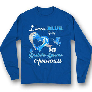 I Wear Blue For Me, Diabetes Awareness Shirt, Ribbon Butterfly