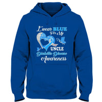 I Wear Blue For Uncle, Diabetes Awareness Shirt, Ribbon Butterfly