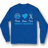 Peace Love Cure, Diabetes Awareness Shirt, Blue Ribbon Heart