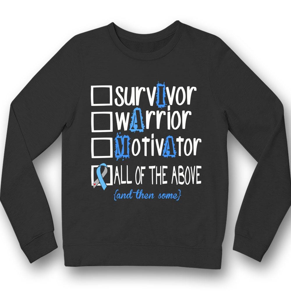 Survivor Warrior Motivator, Diabetes Awareness Support Shirt, Blue Ribbon