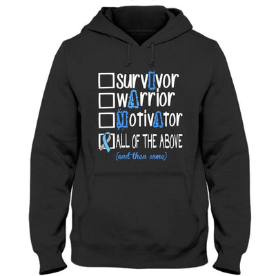 Survivor Warrior Motivator, Diabetes Awareness Support Shirt, Blue Ribbon