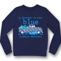 Diabetes Awareness Month Shirts, In November We Wear Blue Car Pumpkin
