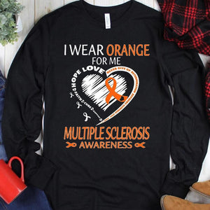 Sudadera con capucha y camiseta con lazo en forma de corazón para esclerosis múltiple "I Wear Orange For Me"