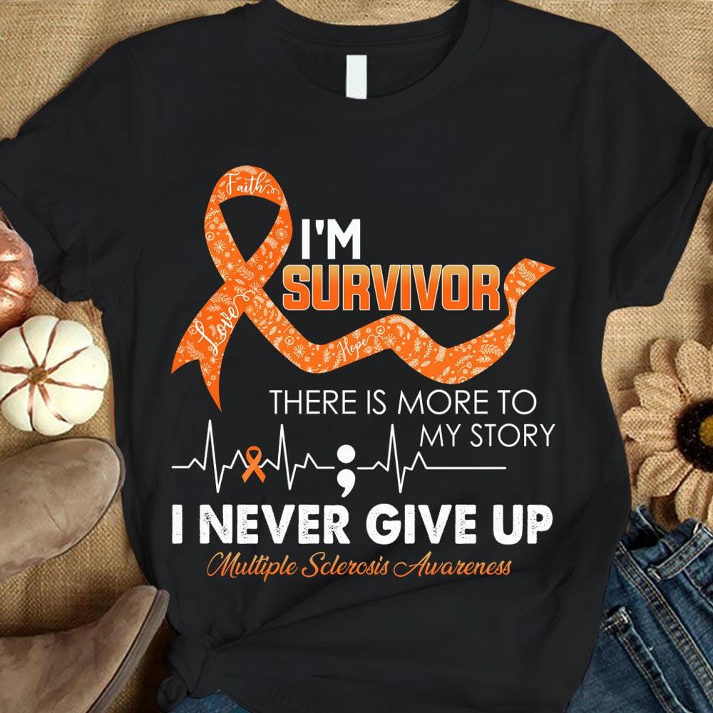 Camiseta con lazo naranja y concienciación sobre la esclerosis múltiple "Soy un sobreviviente"