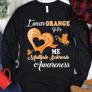 Sudadera con capucha y camiseta con lazo y mariposa para esclerosis múltiple "I Wear Orange For Me"