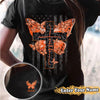 Personalized Multiple Sclerosis Awareness Survivor Shirt With Front & Back Printing, Butterfly Cross