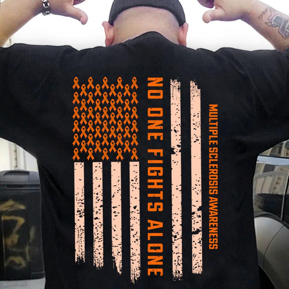 Multiple Sclerosis Awareness T-Shirt Ms Ribbon American Flag Multiple Sclerosis Awareness T-Shirt Ms Ribbon American Flag