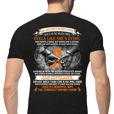 Multiple Sclerosis Warrior Awareness Shirt, Beautiful Wife Strongest Woman Orange Ribbon