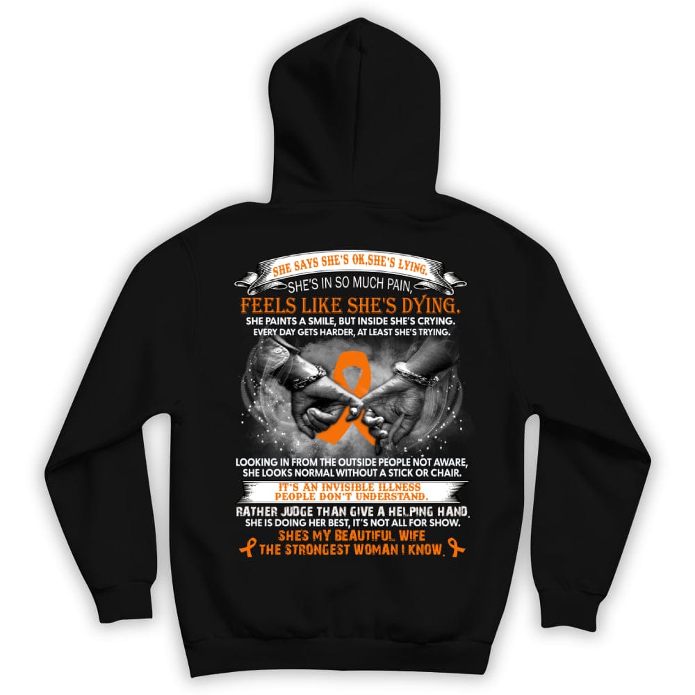 Multiple Sclerosis Warrior Awareness Shirt, Beautiful Wife Strongest Woman Orange Ribbon