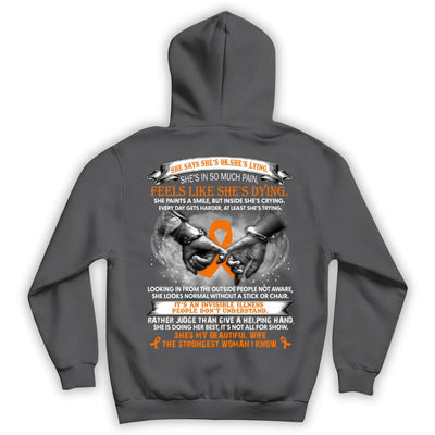 Multiple Sclerosis Warrior Awareness Shirt, Beautiful Wife Strongest Woman Orange Ribbon