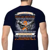 Multiple Sclerosis Warrior Awareness Shirt, Beautiful Wife Strongest Woman Orange Ribbon