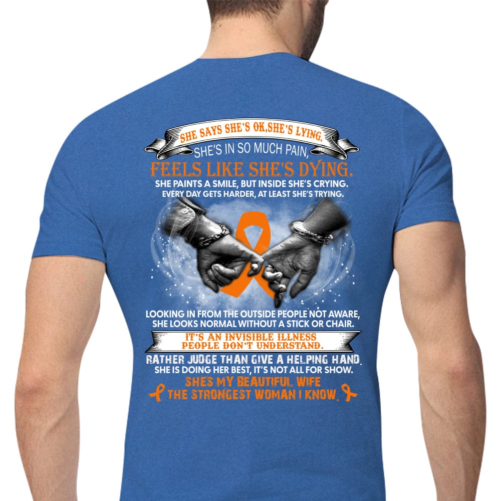 Multiple Sclerosis Warrior Awareness Shirt, Beautiful Wife Strongest Woman Orange Ribbon