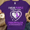 I Wear Purple For My Son, Ribbon Heart, Fibromyalgia Awareness T Shirt