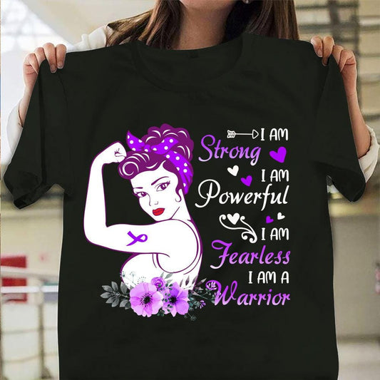 Soy fuerte, poderosa, valiente, camiseta de guerrera de la fibromialgia para mujer