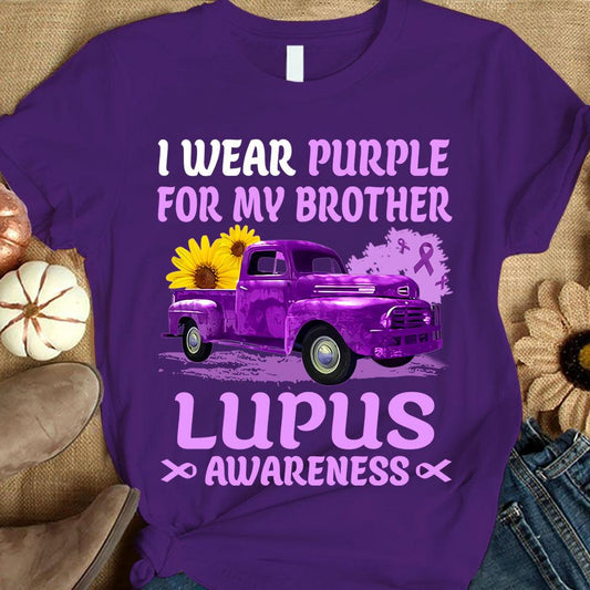 I Wear Purple For Brother, Lupus Awareness Shirt, Ribbon Sunflower Car