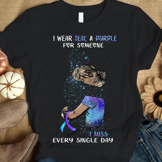 Llevo un color verde azulado y morado por alguien, camiseta de prevención del suicidio para parejas