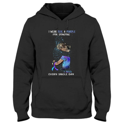 Llevo un color verde azulado y morado por alguien, camiseta de prevención del suicidio para parejas