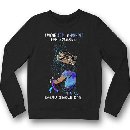 Llevo un color verde azulado y morado por alguien, camiseta de prevención del suicidio para parejas