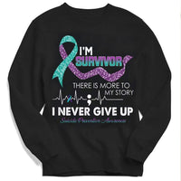 Suicide Awareness Shirt, I'm Survivor Never Give Up, Ribbon Heartbeat Semicolon