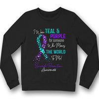 I Wear Teal Purple For Someone Means World To Me, Ribbon Suicide Prevention Awareness Shirt