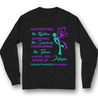 Support Fighters Admire Survivors Butterfly, Suicide Prevention Awareness Shirt
