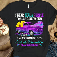I Wear Teal Purple For Girlfriend, Sunflower Car, Suicide Prevention Awareness Shirt