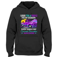 I Wear Teal Purple For Grandpa, Sunflower Car, Suicide Prevention Awareness Shirt