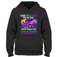 I Wear Teal Purple For Son, Sunflower Car, Suicide Prevention Awareness Shirt