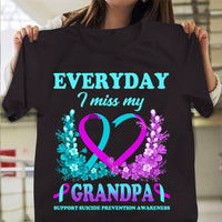 Everyday I Miss Grandpa, Suicide Prevention Awareness Shirt, Flower Heart