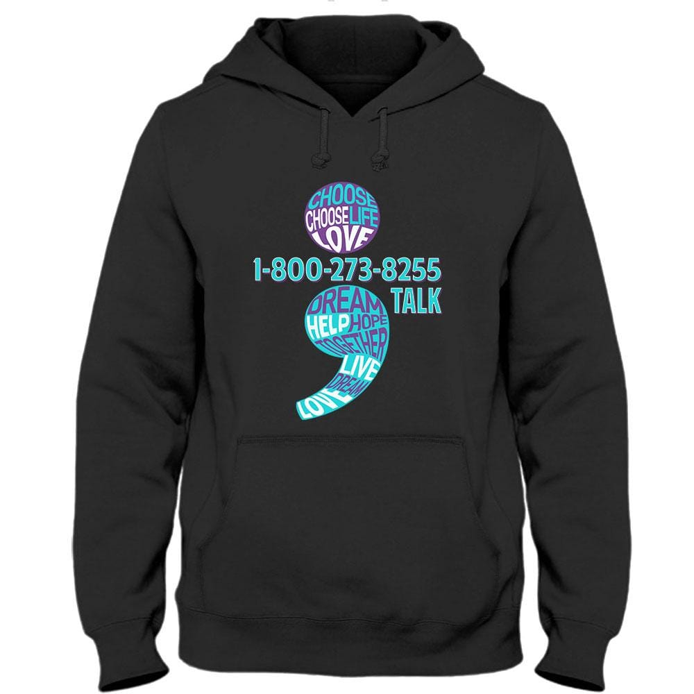 Elige la vida, el amor, camiseta de la línea directa nacional para la prevención del suicidio, punto y coma