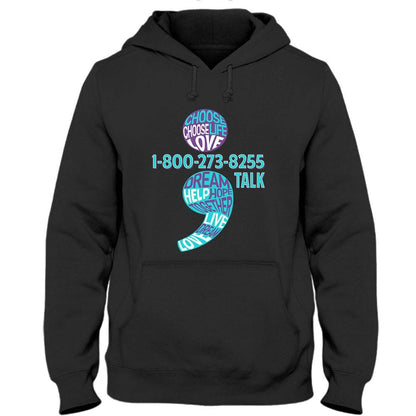 Elige la vida, el amor, camiseta de la línea directa nacional para la prevención del suicidio, punto y coma
