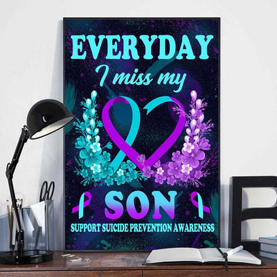 Everyday I Miss My Son, Suicide Prevention Awareness Poster, Canvas