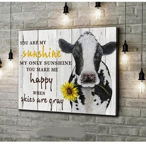 Póster de girasol, vaca, eres mi sol, lienzo