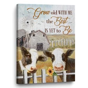 Grow Old With Me The Best Is Yet To Be Cow Poster, Canvas