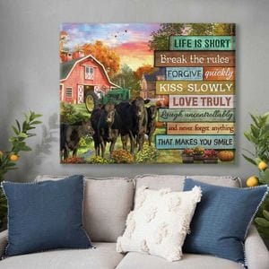 Póster de vacas Angus negras que rompen las reglas: la vida en la granja es corta