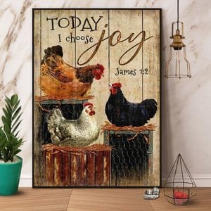 Today I Choose Joy Flock Of Chicken Poster, Canvas