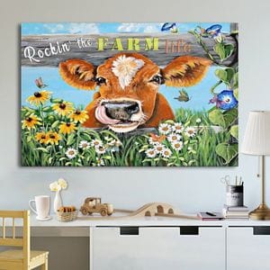 Rocking The Farm Life Cute Cows Poster, Canvas