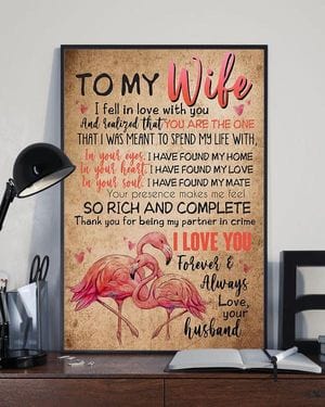 To My Wife Love From Husband Flamingo Poster, Canvas