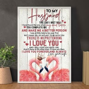 To My Husband Love From Wife Flamingo Poster, Canvas