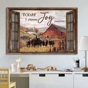 Today I Choose Joy Black Angus Cow Poster, Canvas