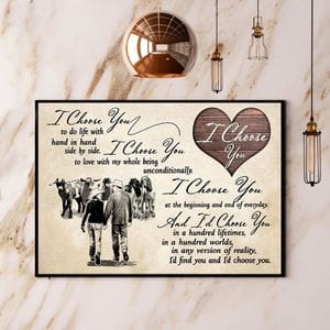 Póster La pareja en estilo vaquero Te elijo Vaca, Lienzo