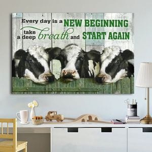 Póster de vacas lecheras, lienzo, "Nuevo comienzo, empezar de nuevo"