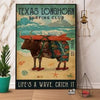 Texas Longhorn Surfing Club Funny Cows Poster, Canvas