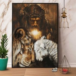 Jesus The Lion And Lamb Poster, Canvas
