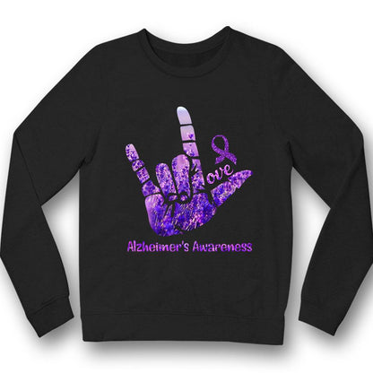 Camiseta con lazo morado y con mensaje de amor para concienciar sobre el Alzheimer